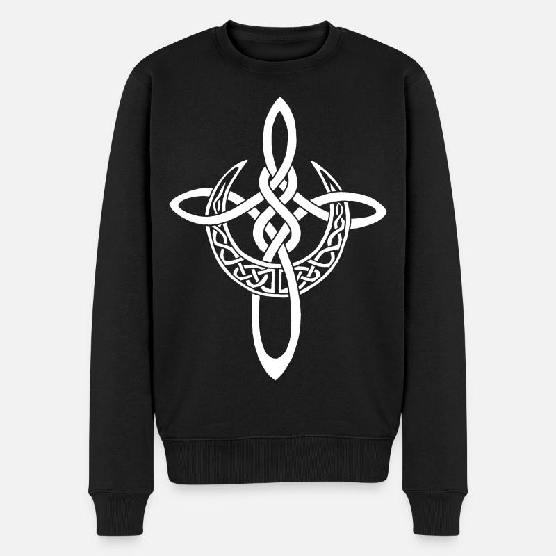 Croix lunaire blanche - Pull Premium bio Homme - noir