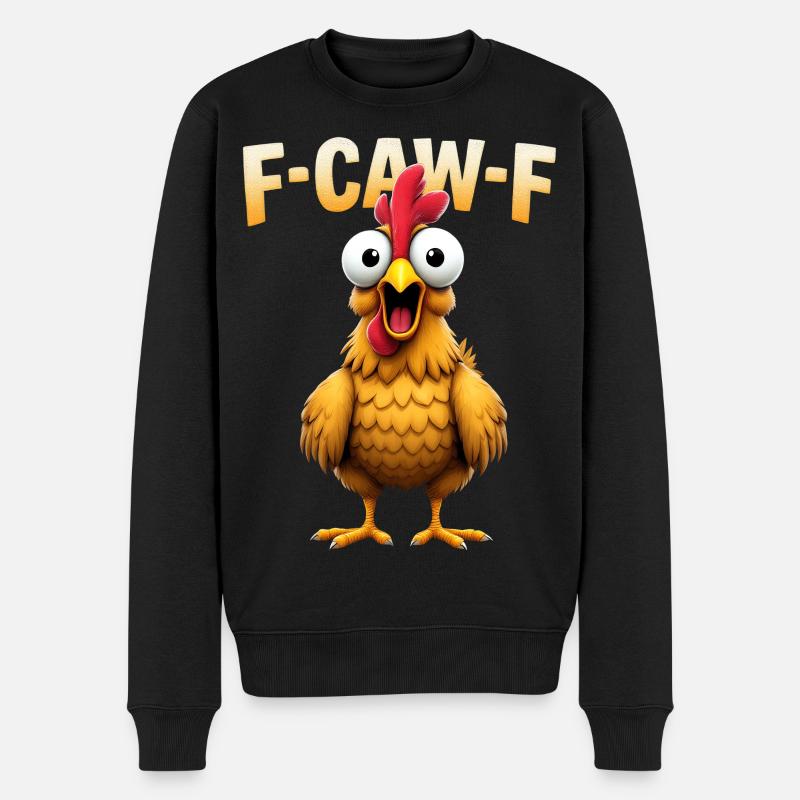 F-CAW-F Lustiges Huhn Cartoon Humor Meme - Männer Premium Bio Pullover - Schwarz