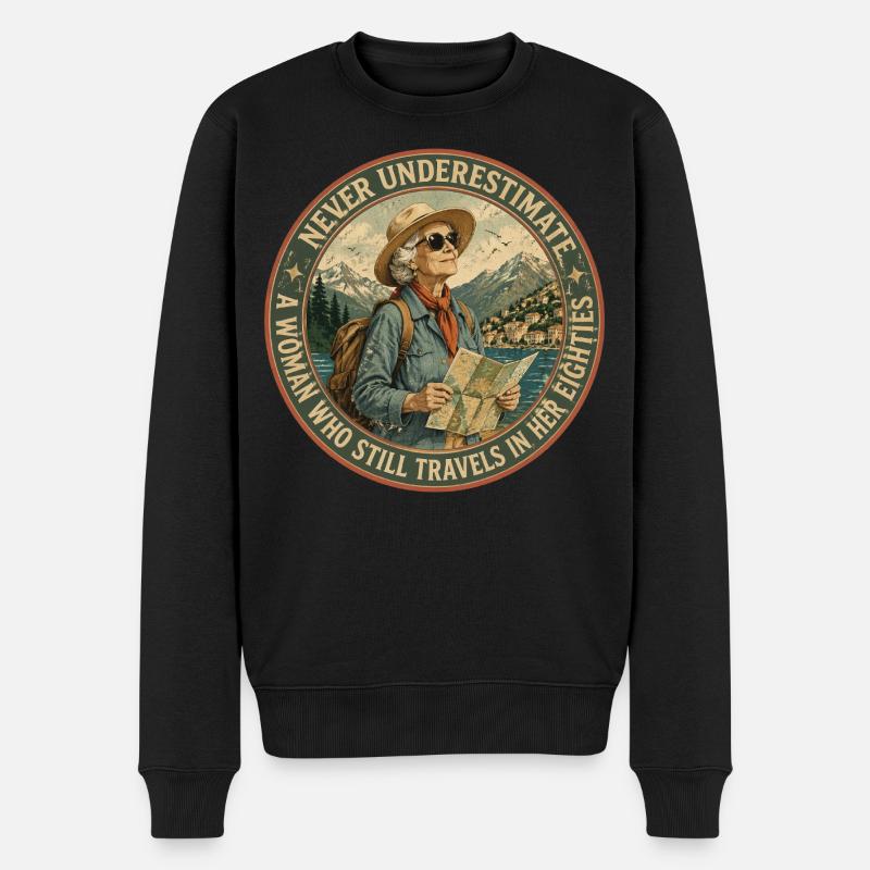 Baroudeuse de 80 ans : L'Aventure Continue - Pull Premium bio Homme - noir