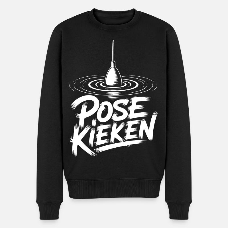 Conception de la posture du pêcheur - Pull Premium bio Homme - noir