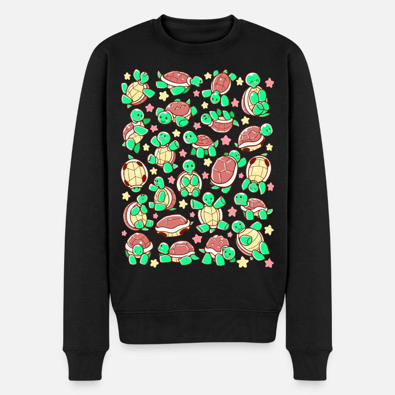 Entzückendes Schildkrötenschildkrötenmuster - Männer Premium Bio Pullover - Schwarz