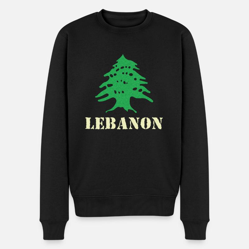 lebanon Libanon Zeder - Männer Premium Bio Pullover - Schwarz