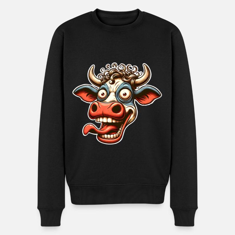 Kuh - Männer Premium Bio Pullover - Schwarz