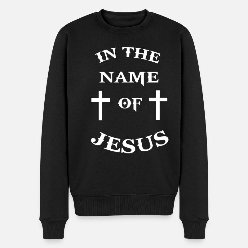 Jesus Christus Religion Christentum Kreuz Spruch - Männer Premium Bio Pullover - Schwarz