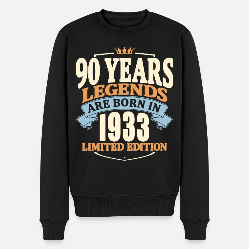 90 Jahre alt - Legenden wurden im 1933 geboren - Männer Premium Bio Pullover - Schwarz