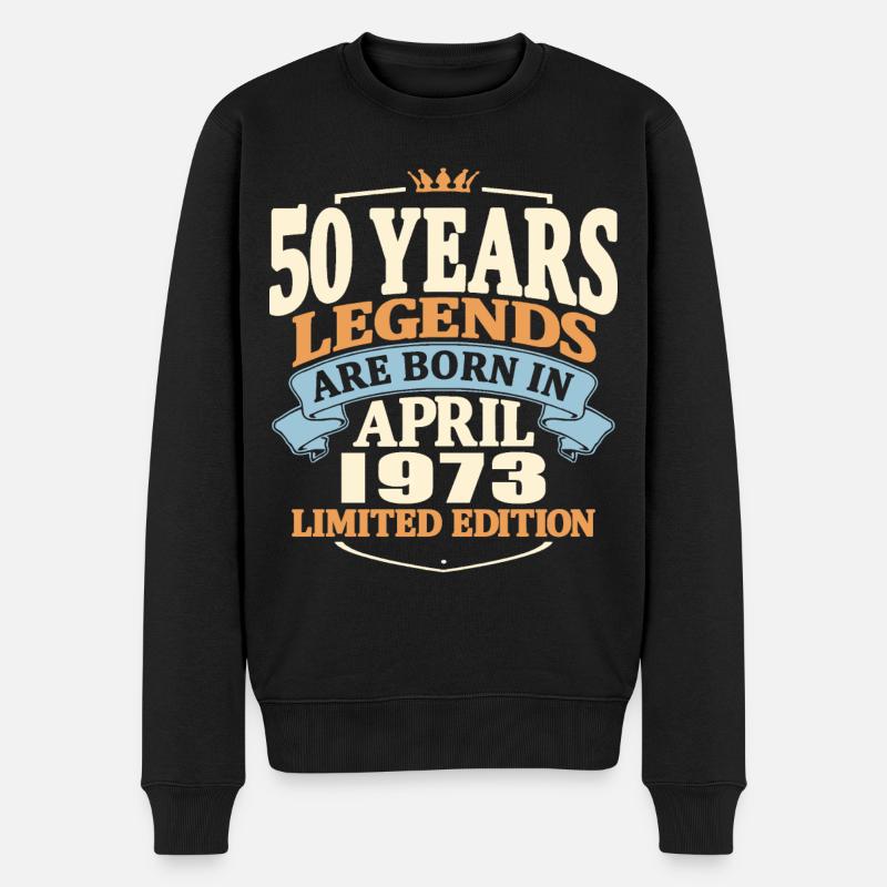 50 ans - Né en avril 1973 - Pull Premium bio Homme - noir