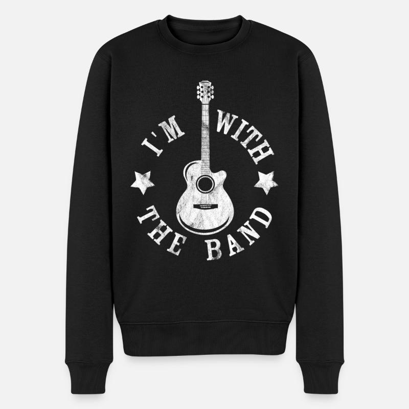 Ich bin bei der Band - Männer Premium Bio Pullover - Schwarz