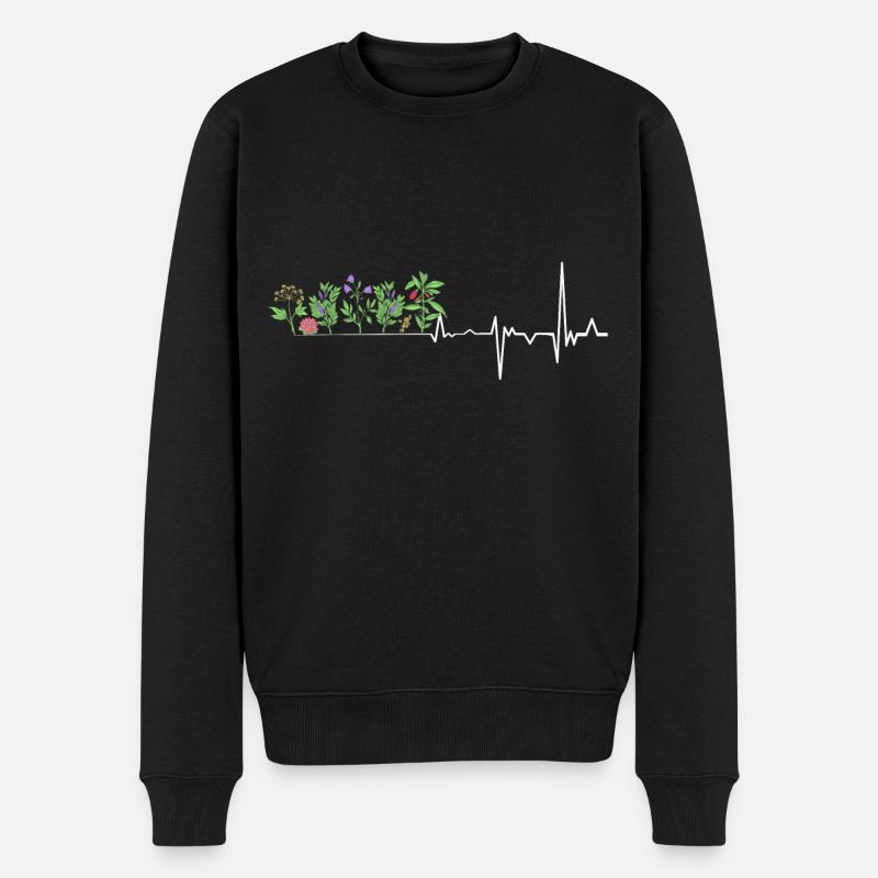 Gartenarbeit Herzschlag Gärtner Garten Pflanzen - Männer Premium Bio Pullover - Schwarz