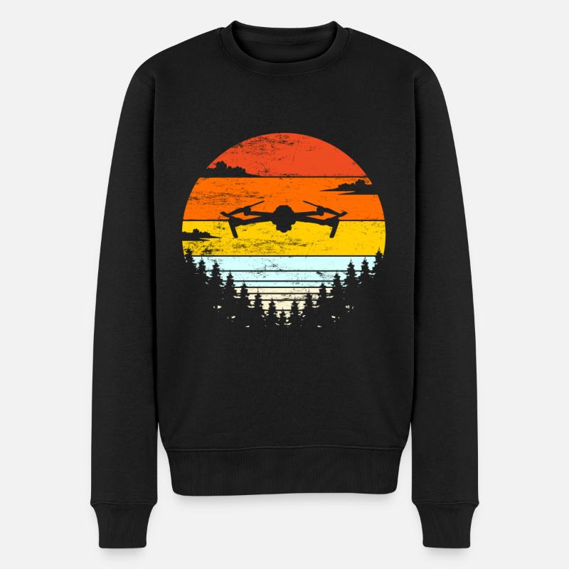 Drohne Geschenk Drone fliegen Drohnen Retro - Männer Premium Bio Pullover - Schwarz