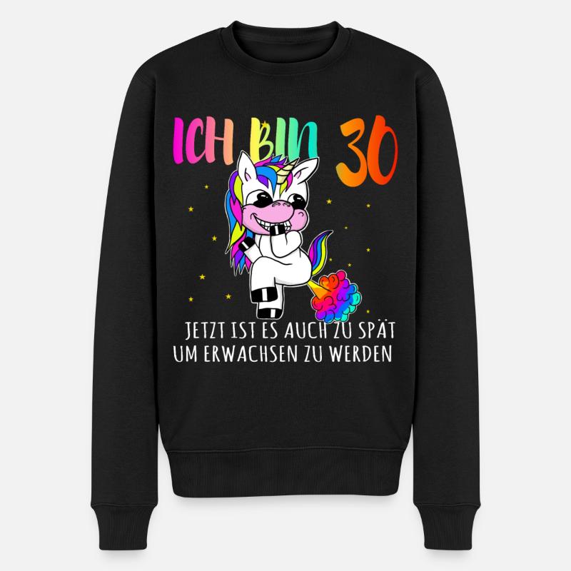 30 Geburtstag zu spät um Erwachsen zu sein - Männer Premium Bio Pullover - Schwarz