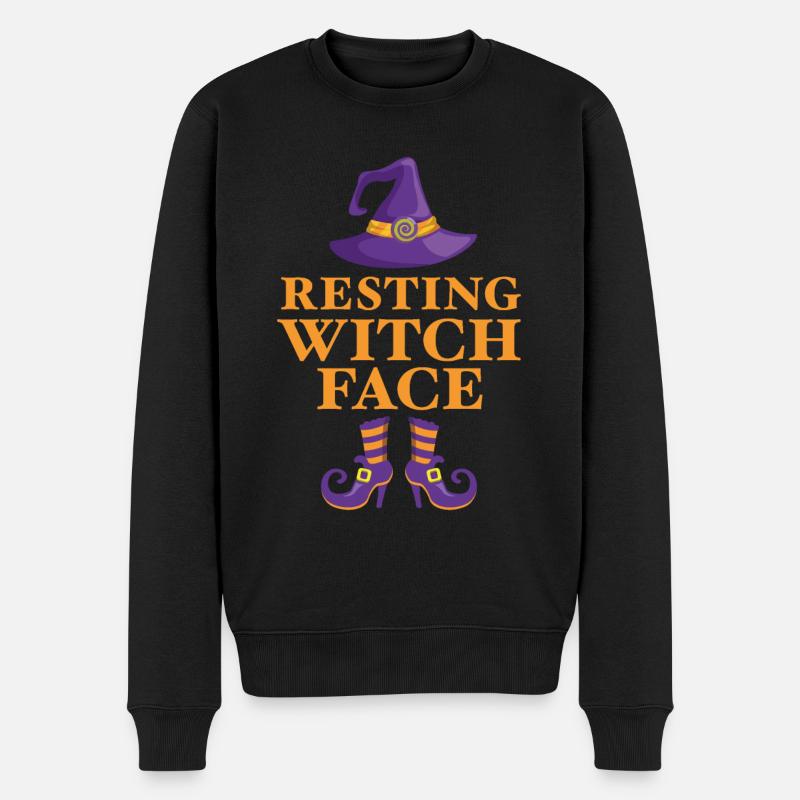 Ruhendes Hexengesicht - Männer Premium Bio Pullover - Schwarz