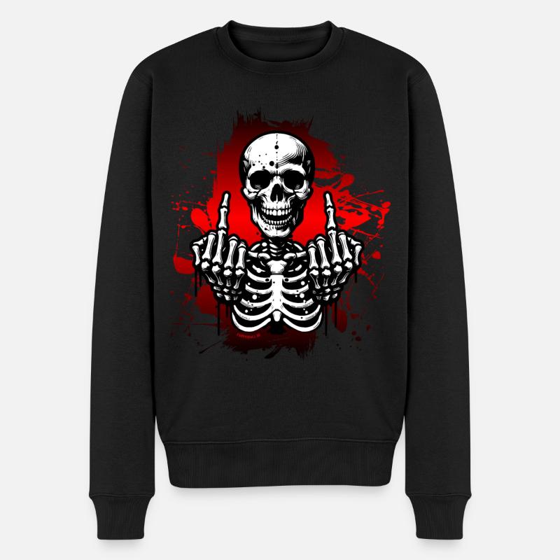 Protest Skull // Totenkopf // Mittelfinger FS0229 - Männer Premium Bio Pullover - Schwarz