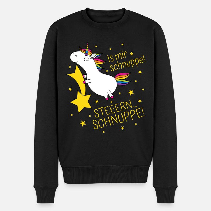 Einhorn Sprüche Is Mir Schnuppe Steeern...Schnuppe - Männer Premium Bio Pullover - Schwarz
