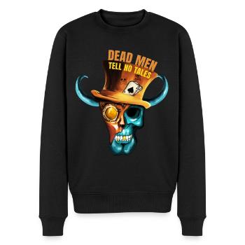 Steampunk Piraten Schädel - Handgemalte Kunst - Männer Premium Bio Pullover - Schwarz - Vorne - Nico (187cm)