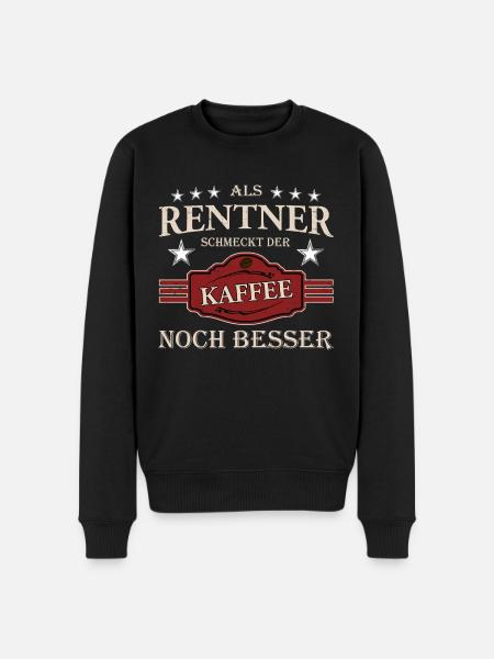 Glücklicher Rentner mit Kaffee - Männer Premium Bio Pullover - Schwarz