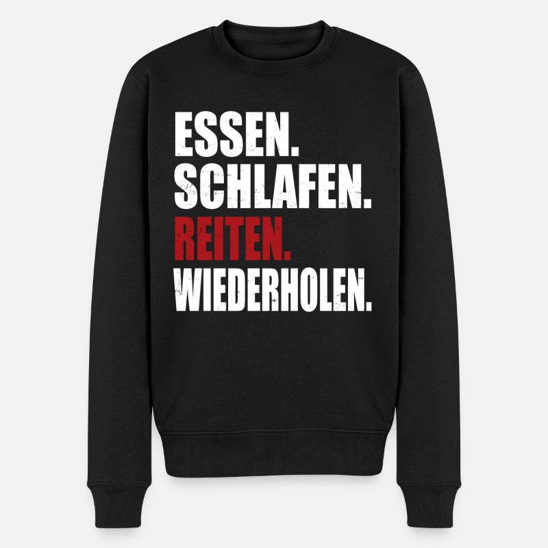 Reiten - Pferd - Männer Premium Bio Pullover - Schwarz