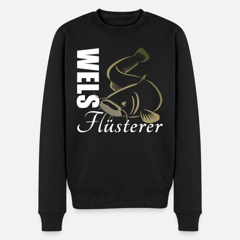 Wels Flüsterer – Welsangeln - Männer Premium Bio Pullover - Schwarz