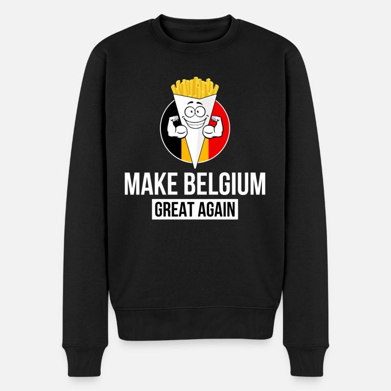 BELGIEN WIEDER GROSS MACHEN - Männer Premium Bio Pullover - Schwarz