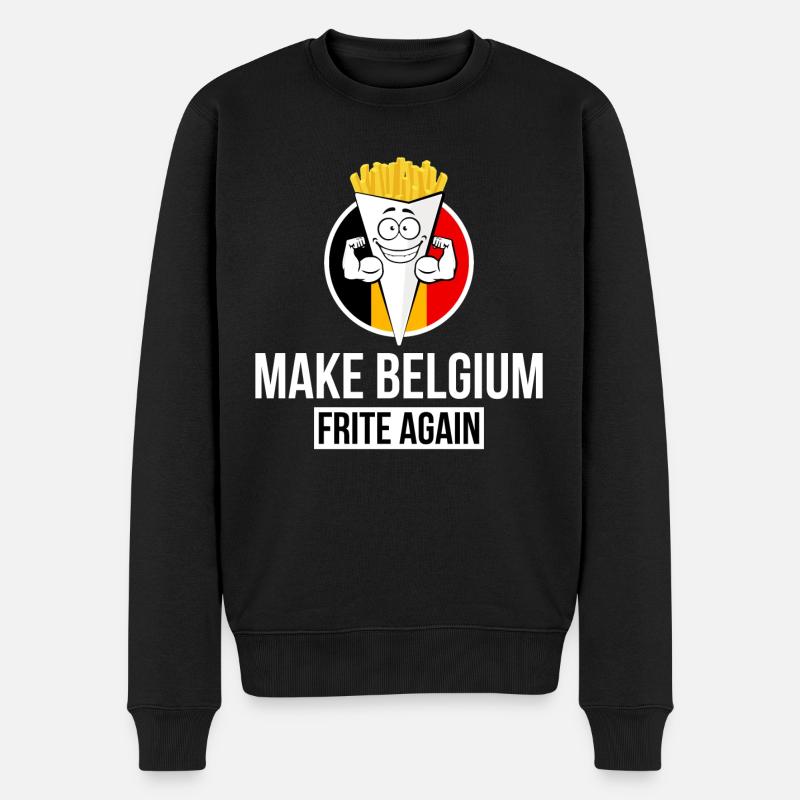 BELGIEN FRITE WIEDER MACHEN - Männer Premium Bio Pullover - Schwarz