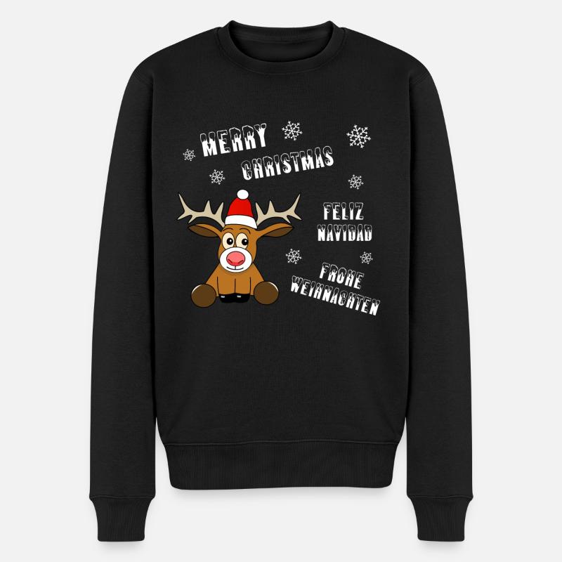 Rentier Weihnachten - Männer Premium Bio Pullover - Schwarz