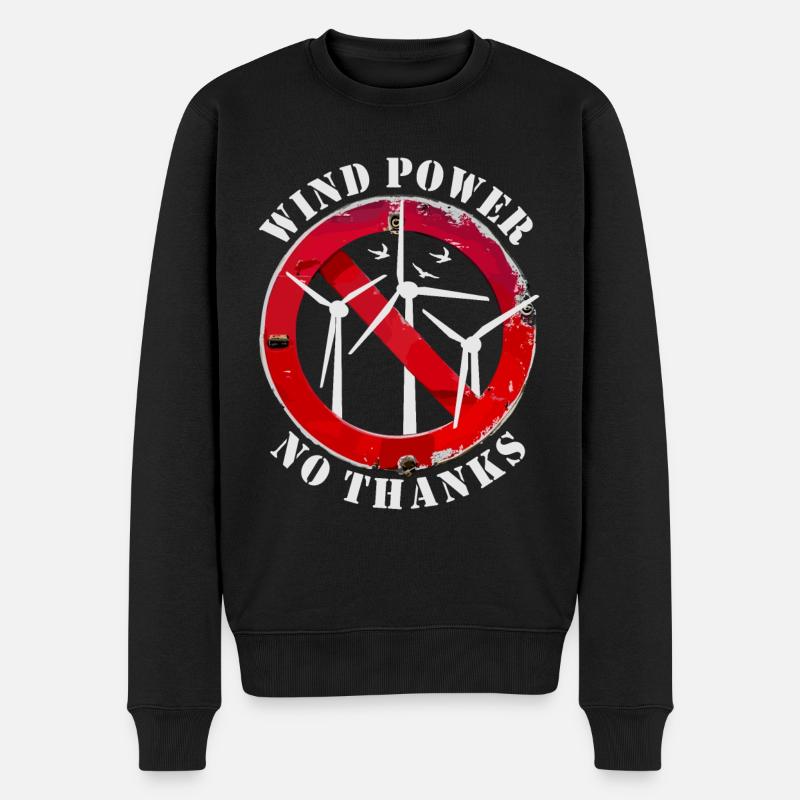 Windkraft Nein Danke, Nein zu Windenergie - Männer Premium Bio Pullover - Schwarz