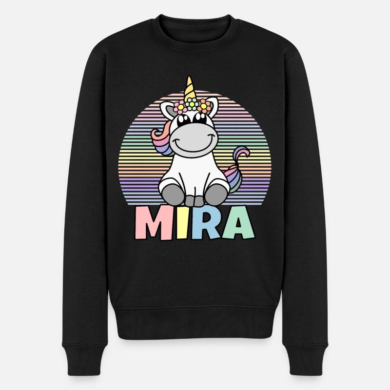 Mira Einhorn Name - Männer Premium Bio Pullover - Schwarz