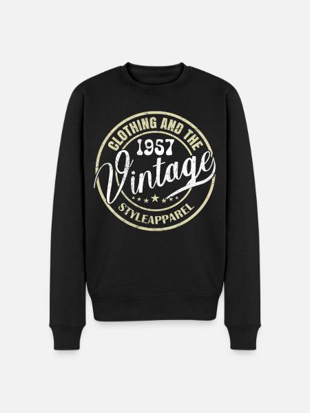Årgang 1957 Fødselsdagsgave 1957 Retro 1957 - Økologisk premium-sweatshirt til mænd - sort