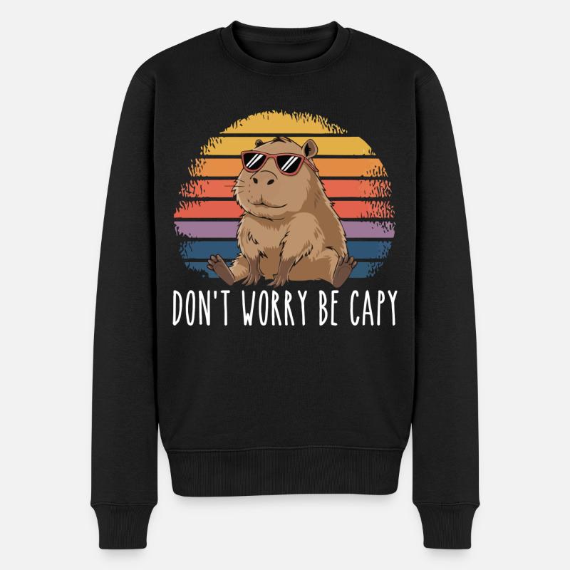 Retro Nagetier Lustiges Wasserschwein Sei unbesorgt Sei Kapier - Männer Premium Bio Pullover - Schwarz