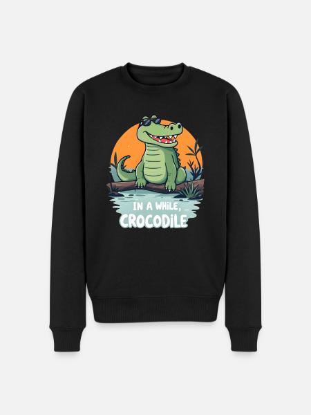 Lustiges Krokodil - In a while crocodile - Men's Premium Organic Jumper - black