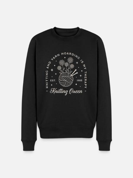 Knitting is my therapy - Men's Premium Organic Jumper - black