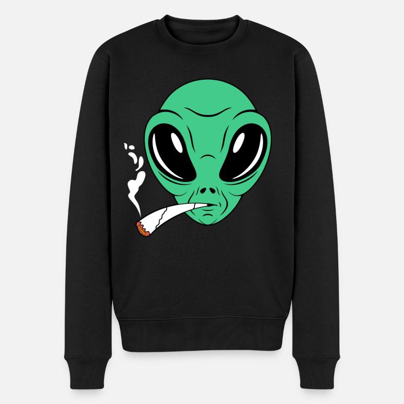 Raucher Alien - Männer Premium Bio Pullover - Schwarz