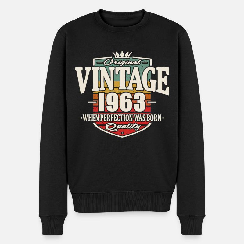 Vintage Retro Jahrgang 1963 Original - Männer Premium Bio Pullover - Schwarz