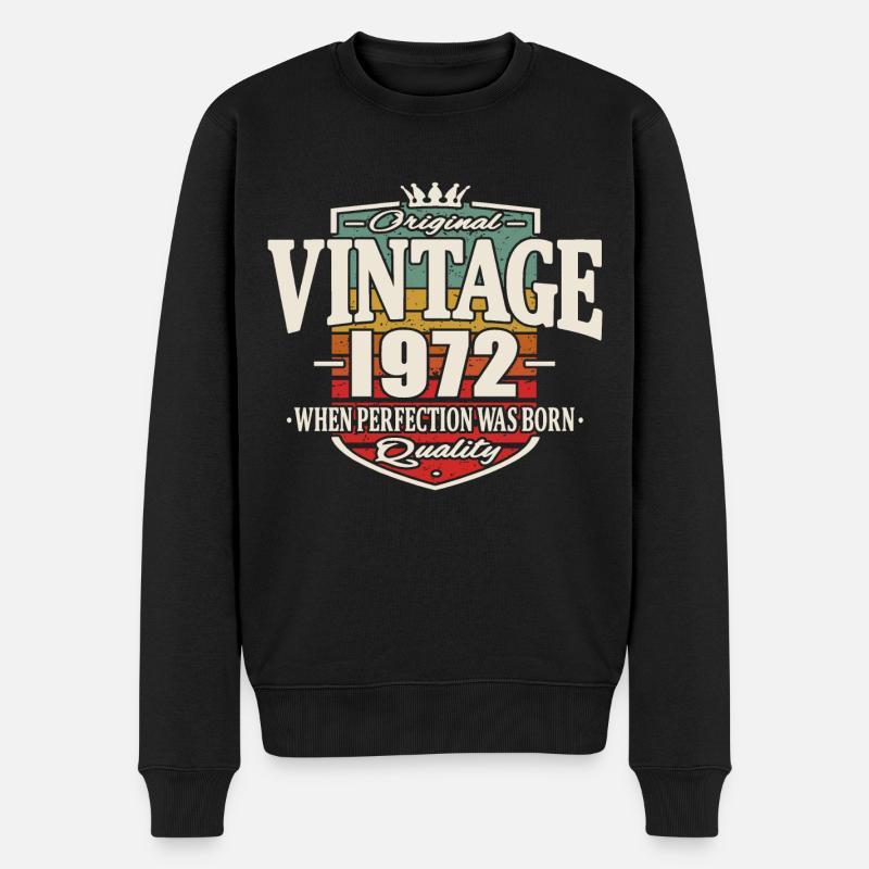 Vintage Retro Jahrgang 1972 Original - Männer Premium Bio Pullover - Schwarz
