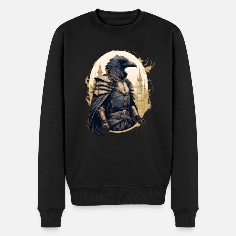 Rabe Rüstung Mittelalter Schloss Ritter Vogel - Männer Premium Bio Pullover - Schwarz