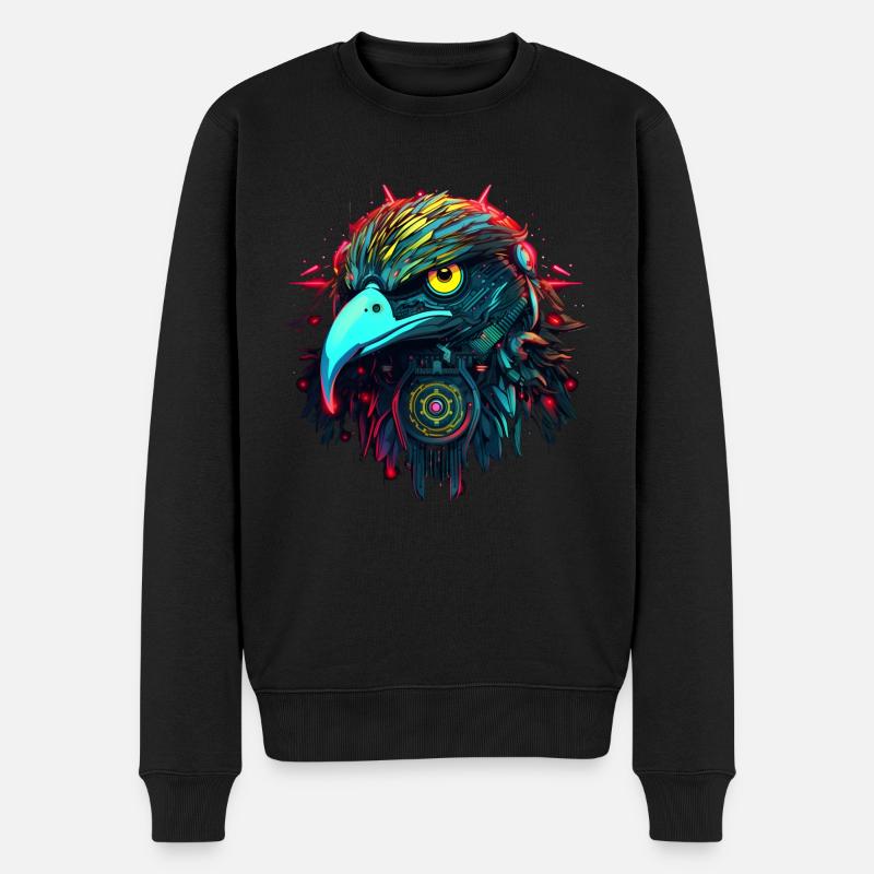 Adler Roboter - Männer Premium Bio Pullover - Schwarz