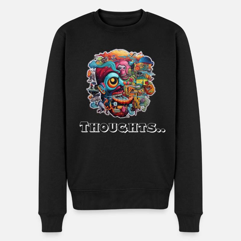 Verrückte Gedanken - Männer Premium Bio Pullover - Schwarz