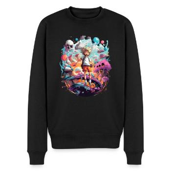 Anime Character Endteckt neue Bunte Welten - Männer Premium Bio Pullover - Schwarz - Vorne - Nico (187cm)