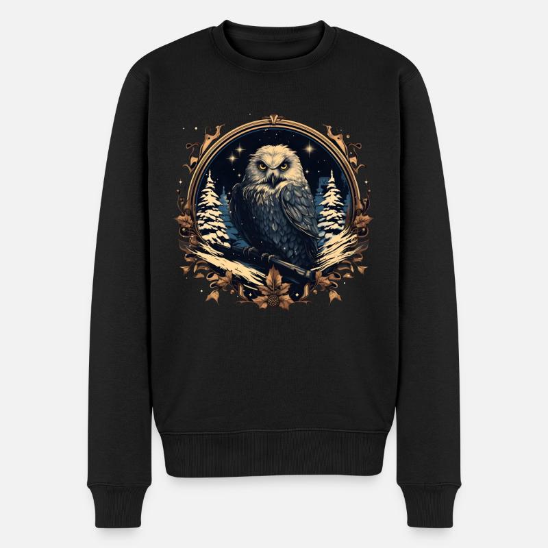 Magische Eule - Männer Premium Bio Pullover - Schwarz