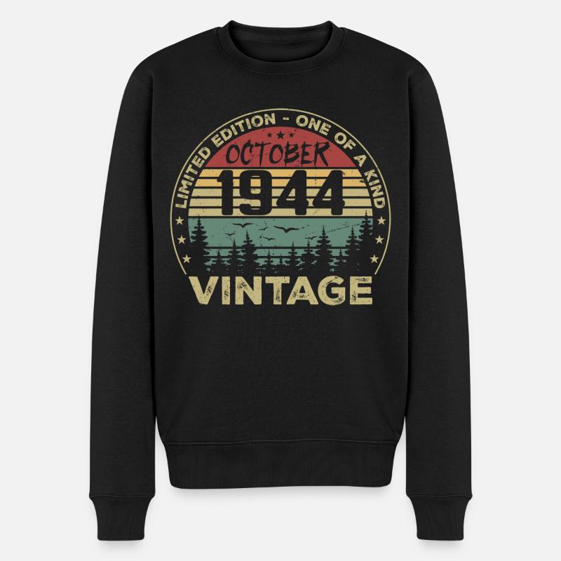 Vintage Jubiläum Hergestellt im Oktober 1944 - Männer Premium Bio Pullover - Schwarz