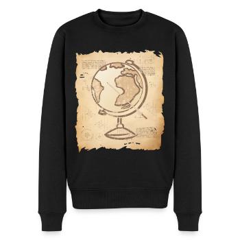 Geografie - Vintage Globus & Zeigestock - Männer Premium Bio Pullover - Schwarz - Vorne - Nico (187cm)