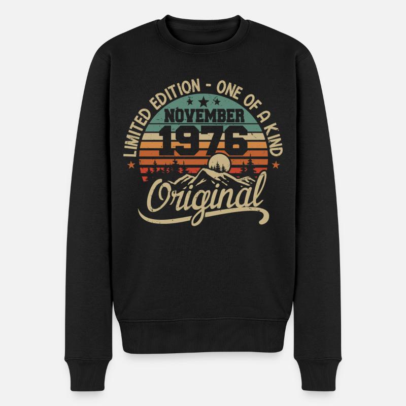 Retro November - November 1976 Geburtstagsgeschenk - Männer Premium Bio Pullover - Schwarz