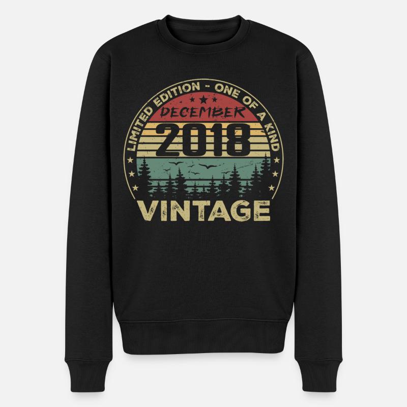 Dezember 2018 Retro Vintage Geburtstagsgeschenk - Männer Premium Bio Pullover - Schwarz