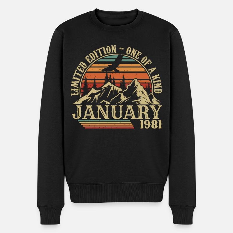 Januar 1981 - Januar 1981 Geburtstagsgeschenk - Männer Premium Bio Pullover - Schwarz