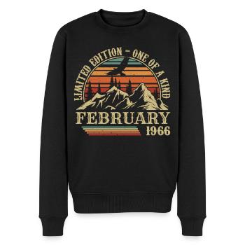 Februar 1966 Retro Geboren Februar 1966 Geburtstag - Männer Premium Bio Pullover - Schwarz - Vorne - Nico (187cm)
