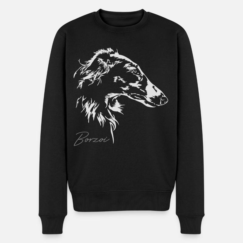 BORZOI Portrait Wilsigns Windhunde Windhund - Männer Premium Bio Pullover - Schwarz