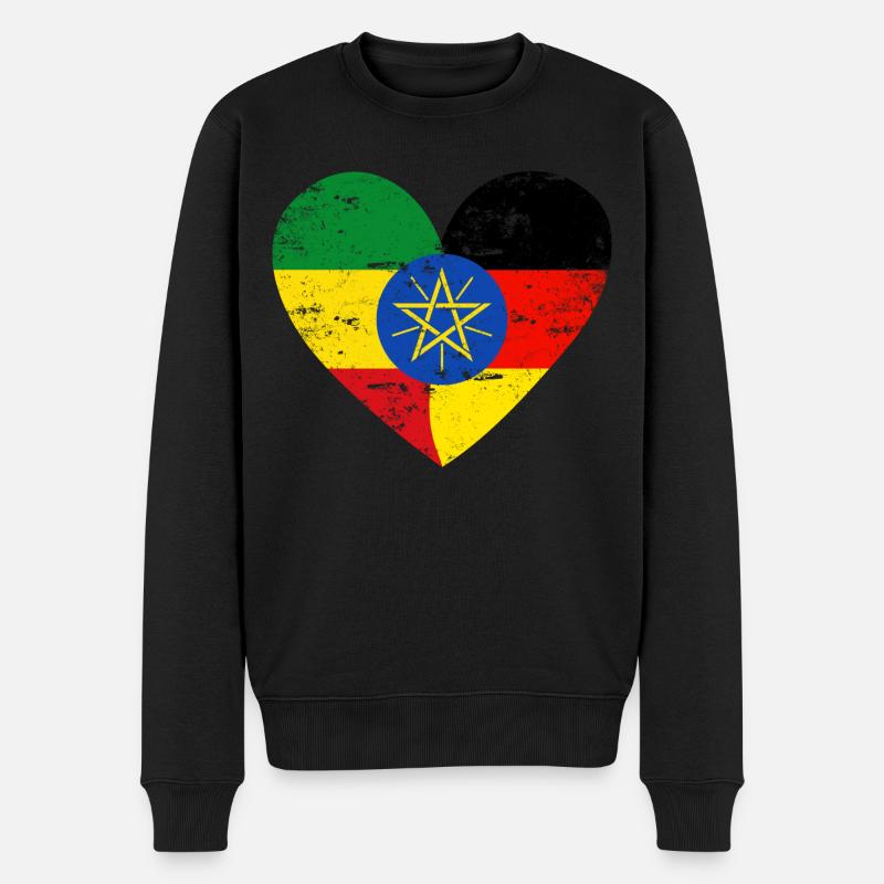 Ethiopie Allemagne Drapeau Coeur - Pull Premium bio Homme - noir