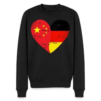 Chine Allemagne Drapeau Cœur - Pull Premium bio Homme - noir - Devant - Nico (187cm)