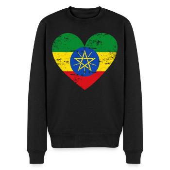 Cœur du drapeau éthiopien - Pull Premium bio Homme - noir - Devant - Nico (187cm)