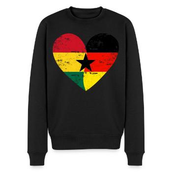 Ghana Deutschland Flaggenherz - Männer Premium Bio Pullover - Schwarz - Vorne - Nico (187cm)