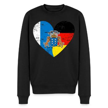 Kanarische Inseln Wappen Deutschland Flaggenherz - Männer Premium Bio Pullover - Schwarz - Vorne - Nico (187cm)